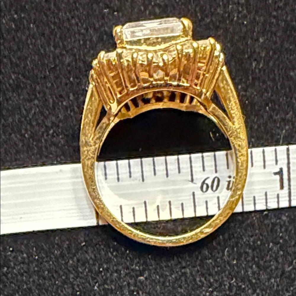 Elegant Gold Tone Ring With CZ Stones Women's Ring